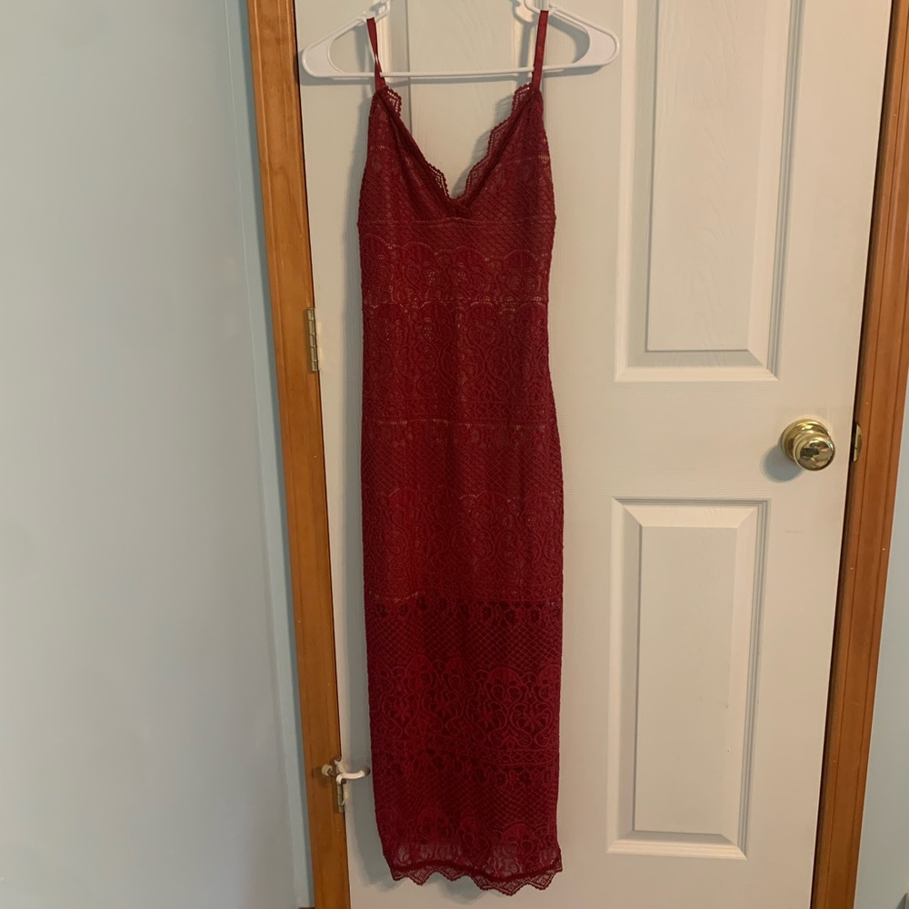 Vintage lace deep red dress